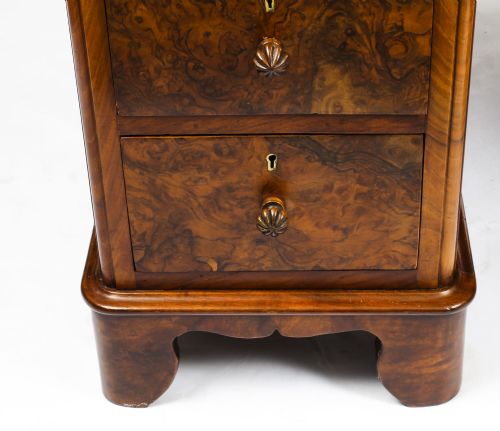 fig 5. Antique Victorian Burr Walnut Pedestal Desk 19th C