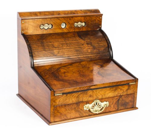 Antique Burr Walnut Writing & Stationery Box C.1880 19th Century
