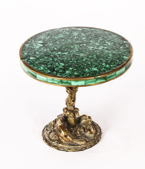 Antique French Ormolu and Malachite Miniature Table 19th Century
