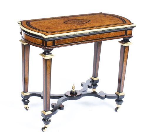 Antique Amboyna & Ebonised Card Table C1850 19th Century
