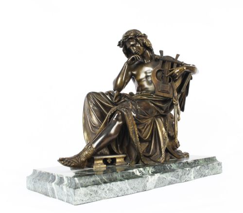 Antique Bronze of Orpheus- Albert-ernest Carrier-belleuse 19th C
