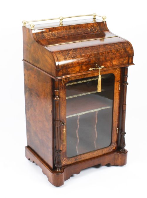 Antique Victorian Walnut Music Cabinet Davenport C.1860 19th C
