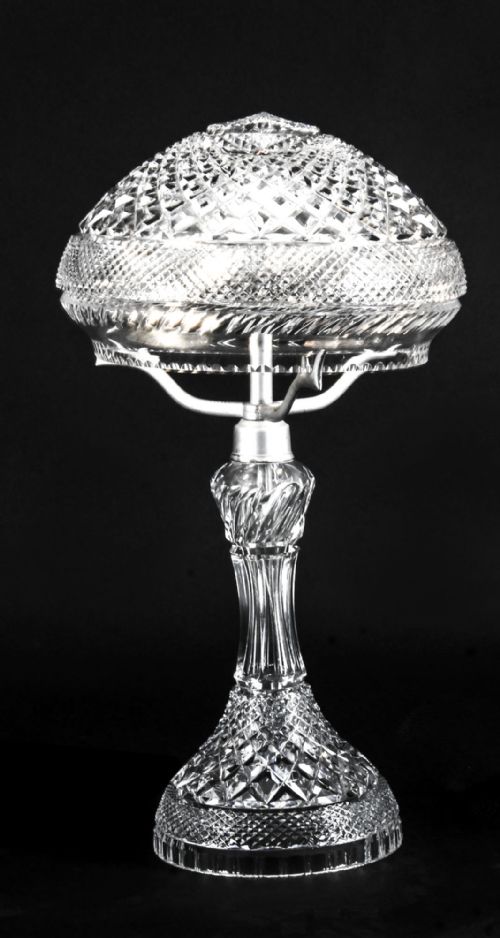 Antique Edwardian Crystal Cut Glass Table Lamp Circa 1900
