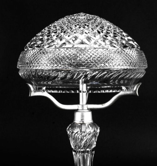 fig 3. Antique Edwardian Crystal Cut Glass Table Lamp Circa 1900
