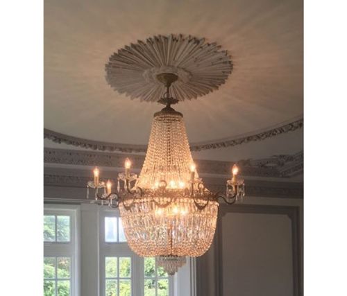 Antique Louis Revival 20 Light Ballroom Cut Crystal Tent Chandelier C1920
