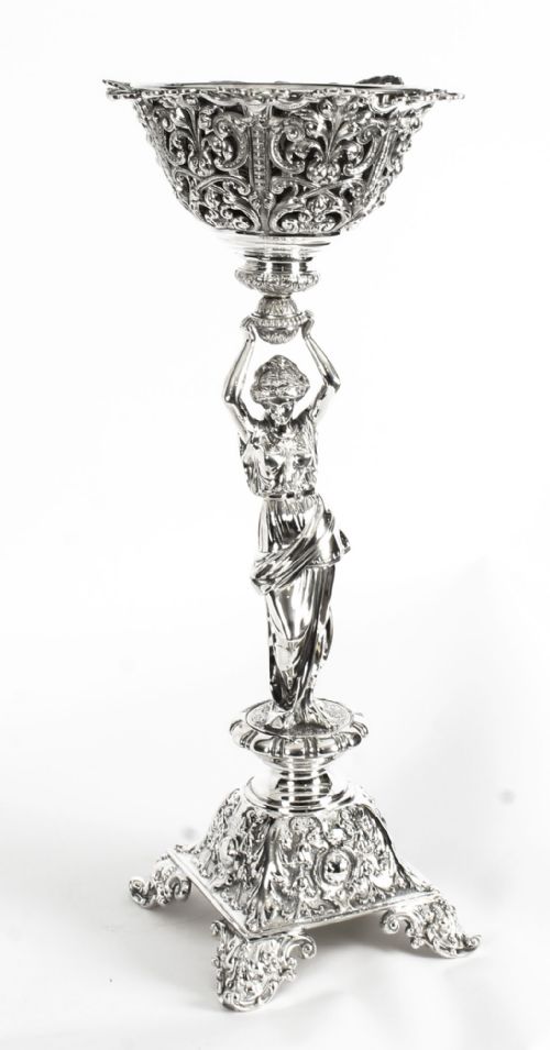 Antique 72cm Victorian Figural Silver Plate Centrepiece C1880 19th C
