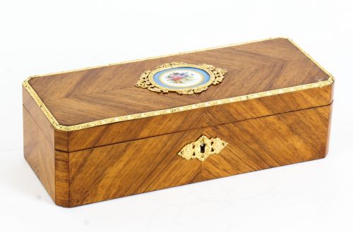 Antique Kingwood Parquetry Ormolu Mounted Casket C1870
