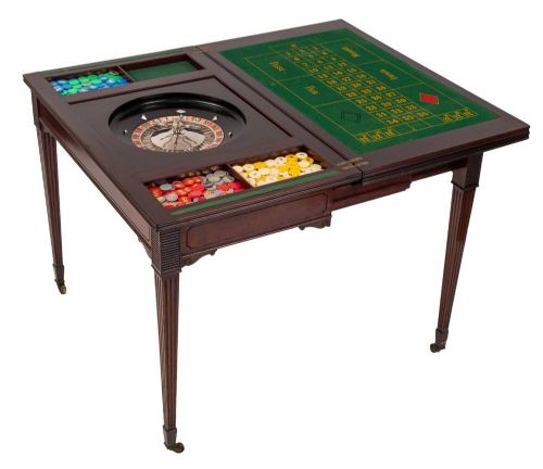 Antique Victorian Mahogany Games Card Roulette Table 19th C

