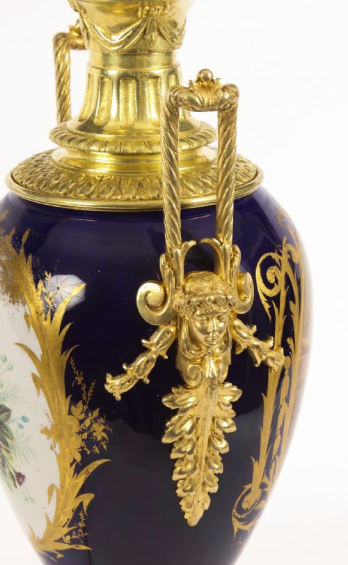 fig 4. Antique Cobalt Blue Sevres Porcelain Ormolu Table Lamp c.1880 19th C
