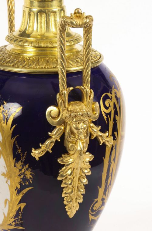 fig 5. Antique Cobalt Blue Sevres Porcelain Ormolu Table Lamp c.1880 19th C
