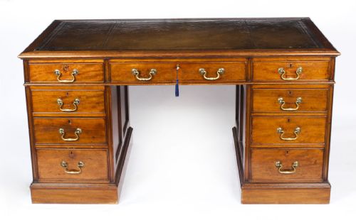 Antique Victorian Mahogany Partners Pedestal Desk 19th C
