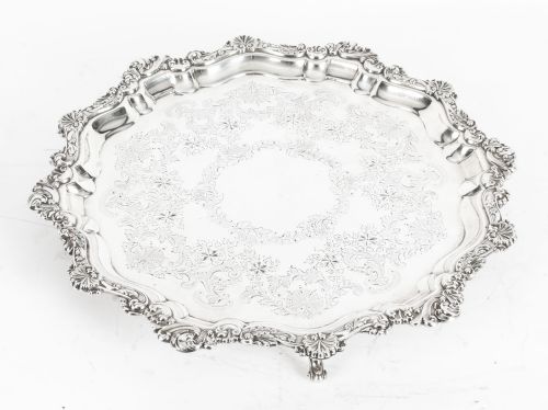 Antique Silver Plated Salver by Fenton Bros C1870 19th Century
