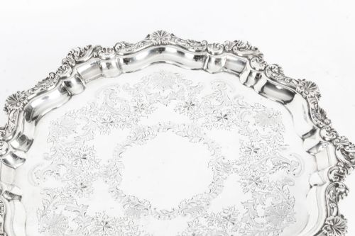 fig 1. Antique Silver Plated Salver by Fenton Bros C1870 19th Century
