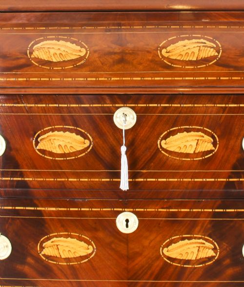 fig 2. Antique Dutch Marquetry Walnut Seven Drawer Chest c.1800 Early 19th C