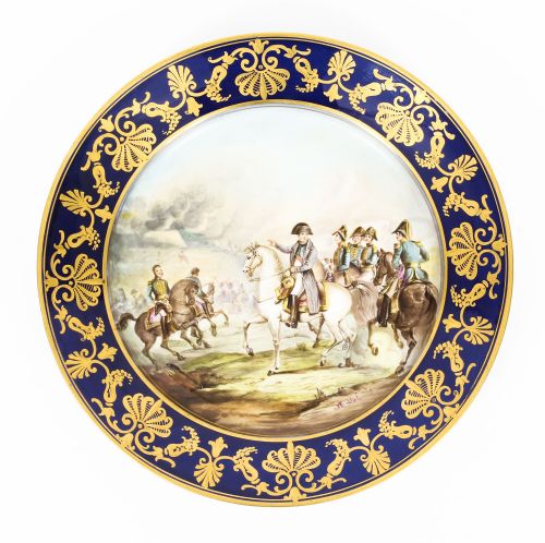 fig 1. Antique Pair Sevres Napoleon Cabinet Plates Mentmirail Imp de Sevres 19th C