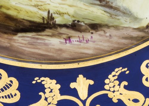 fig 4. Antique Pair Sevres Napoleon Cabinet Plates Mentmirail Imp de Sevres 19th C