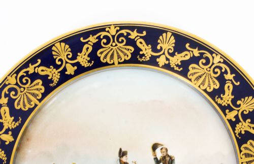 fig 5. Antique Pair Sevres Napoleon Cabinet Plates Mentmirail Imp de Sevres 19th C