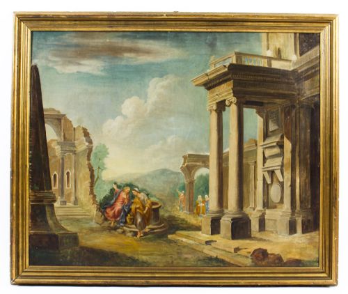 Antique Oil Painting 'Classical Roman Ruins' C.1880 19th C
