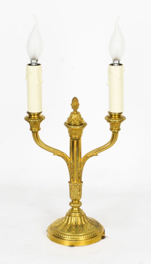 Antique Pair French Neo-classical Ormolu Candelabra Table Lamps C1840 19th C

