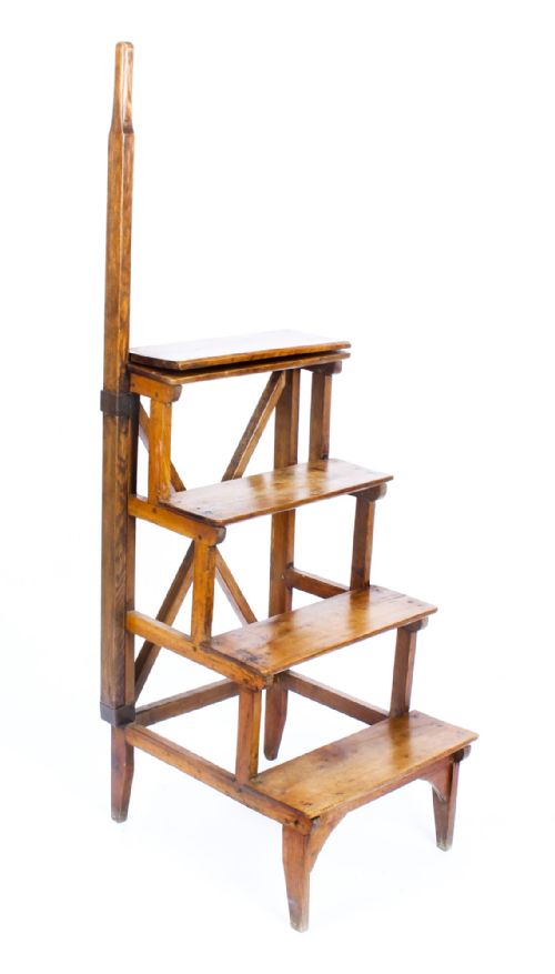 Antique Rare Set Georgian Library Steps C1830 19th C
