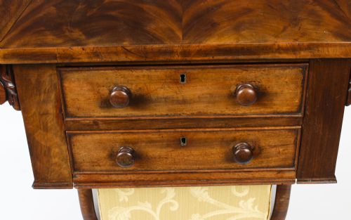 ANTIQUE WILLIAM IV DROP LEAF WORK OCCASIONAL TABLE FLAME MAHOGANY 19TH CENTURY - ADDITIONAL PHOTO 4