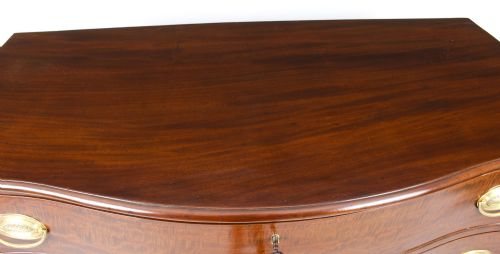 ANTIQUE GEORGE III SERPENTINE FLAME MAHOGANY CHEST DRAWERS 18TH CENTURY - ADDITIONAL PHOTO 3