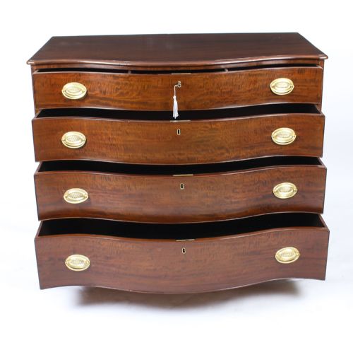 ANTIQUE GEORGE III SERPENTINE FLAME MAHOGANY CHEST DRAWERS 18TH CENTURY - ADDITIONAL PHOTO 8