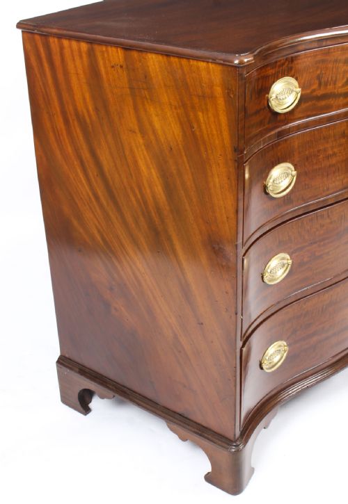 ANTIQUE GEORGE III SERPENTINE FLAME MAHOGANY CHEST DRAWERS 18TH CENTURY - ADDITIONAL PHOTO 9