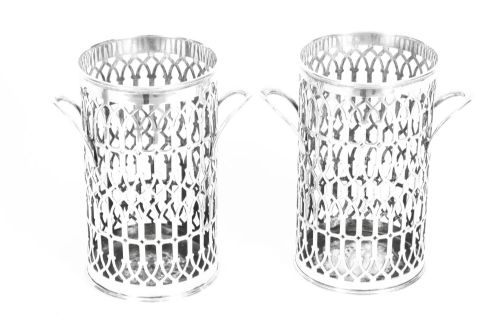 Antique Pair Wine Bottle Holders Coasters Mappin & Webb C 1870 19th Century
