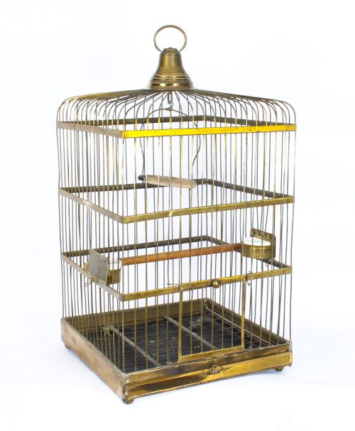 Antique Victorian French Brass Parrot's Cage Bird Cage C1880
