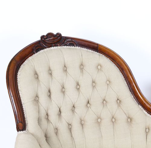 fig 2. Antique Victorian Mahogany Sofa Chaise Longue Settee c.1860 19th Century