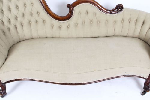 fig 3. Antique Victorian Mahogany Sofa Chaise Longue Settee c.1860 19th Century