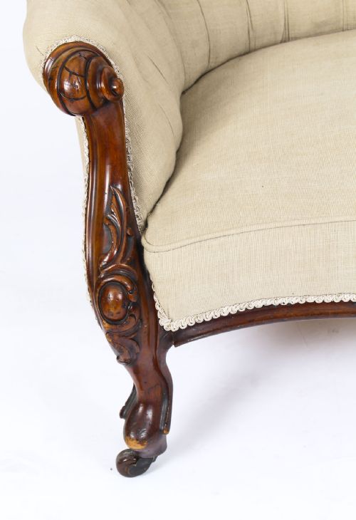 fig 4. Antique Victorian Mahogany Sofa Chaise Longue Settee c.1860 19th Century