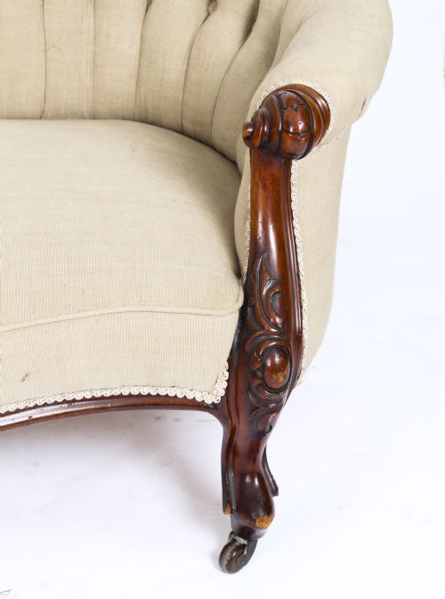 fig 5. Antique Victorian Mahogany Sofa Chaise Longue Settee c.1860 19th Century