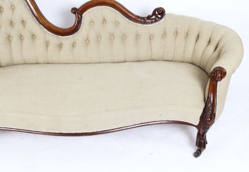 fig 6. Antique Victorian Mahogany Sofa Chaise Longue Settee c.1860 19th Century
