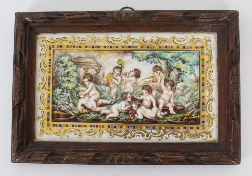 Antique Italian Framed Capodimonte Porcelain Plaque Early 19th Century 19x27cm
