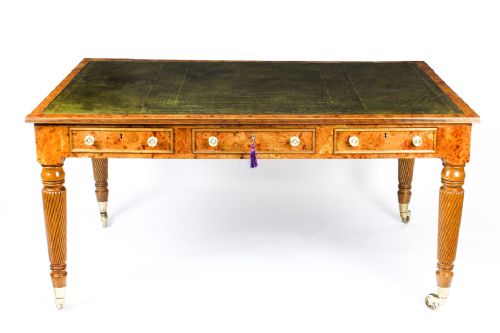 Antique Victorian 6 Drawer Pollard Oak Partners Writing Table C1850 19th C
