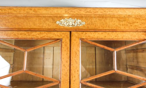 ANTIQUE FRENCH CHARLES X BURR MAPLE AND ORMOLU BOOKCASE CIRCA 1820 19TH C - ADDITIONAL PHOTO 4