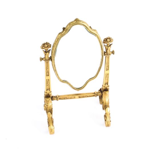 ANTIQUE FRENCH ORMOLU LIMOGES ENAMEL TABLE MIRROR FBIENVUE 19TH C - ADDITIONAL PHOTO 4