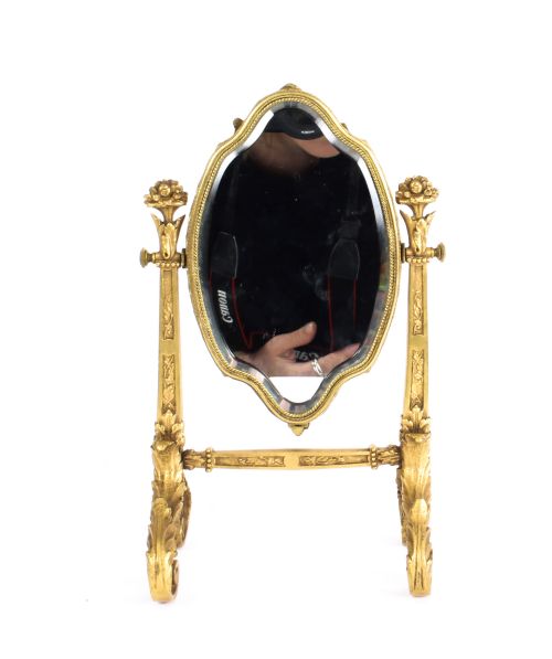 ANTIQUE FRENCH ORMOLU LIMOGES ENAMEL TABLE MIRROR FBIENVUE 19TH C - ADDITIONAL PHOTO 5