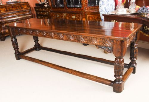 Antique 8ft 6" English Jacobean Oak Refectory Dining Table 17th Century

