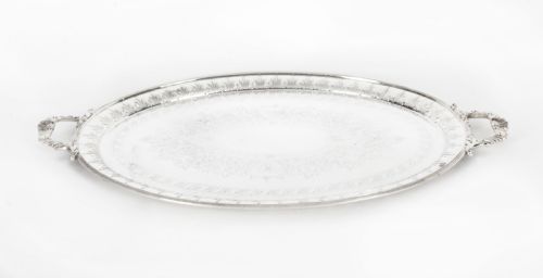 Antique Victorian Neo Classical Oval Silver Plated Tray William Hutton 19th C
