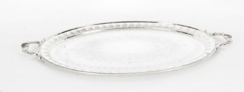 fig 1. Antique Victorian Neo Classical Oval Silver Plated Tray William Hutton 19th C