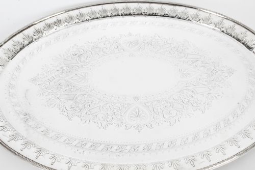 fig 4. Antique Victorian Neo Classical Oval Silver Plated Tray William Hutton 19th C