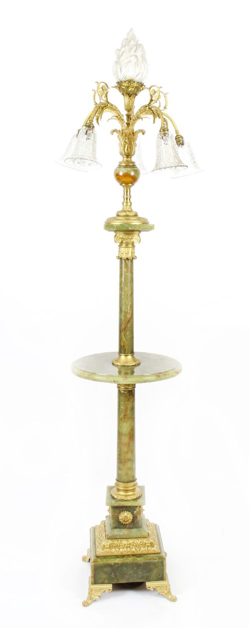 Antique Onyx and Ormolu Floor Standard Lamp Louis Revival Circa 1900
