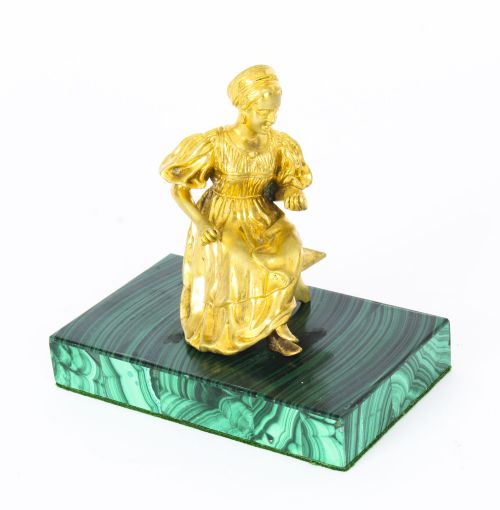 Antique Russian Malachite & Gilt Bronze Mounted Model of a Maiden C1870 19th C
