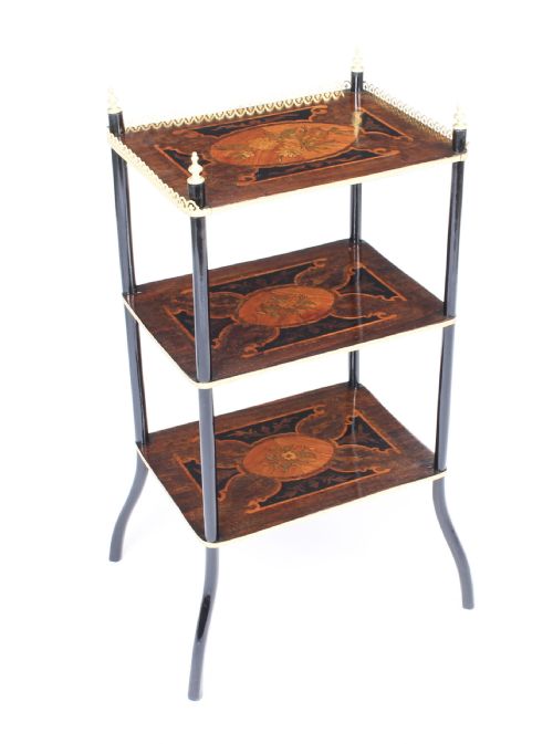 Antique French Marquetry & Ormolu Three-tier Etagere Table C.1860
