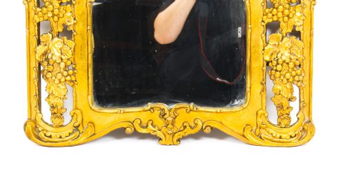 ANTIQUE ITALIAN GILTWOOD MIRROR CARVED WITH FRUITING VINES 19TH C 78X56CM - ADDITIONAL PHOTO 5
