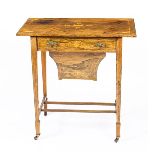 ANTIQUE EDWARDIAN INLAID WORKBOX SIDE OCCASIONAL TABLE C1890 19TH CENTURY - ADDITIONAL PHOTO 1