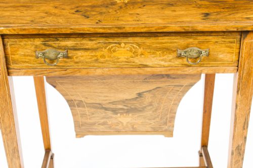ANTIQUE EDWARDIAN INLAID WORKBOX SIDE OCCASIONAL TABLE C1890 19TH CENTURY - ADDITIONAL PHOTO 3